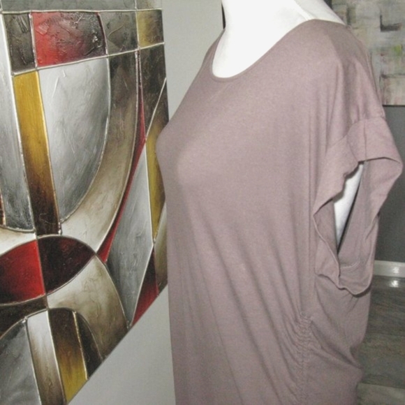 NEW York & Company Light Brown Ruched Sides Maxi Dress Size Medium - Picture 4 of 6